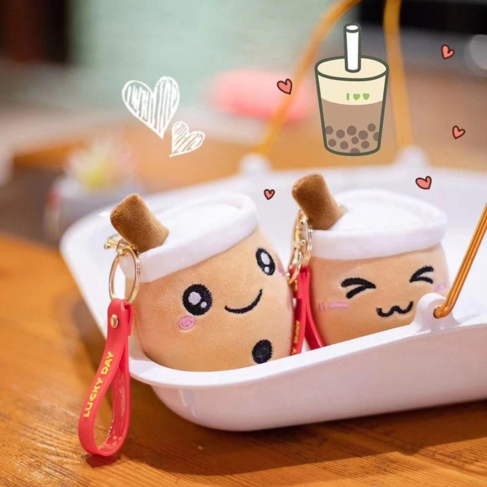 LANFY Móc Khóa Hình Ly Trà Sữa Nhồi Bông Hoạt Hình Dễ Thương