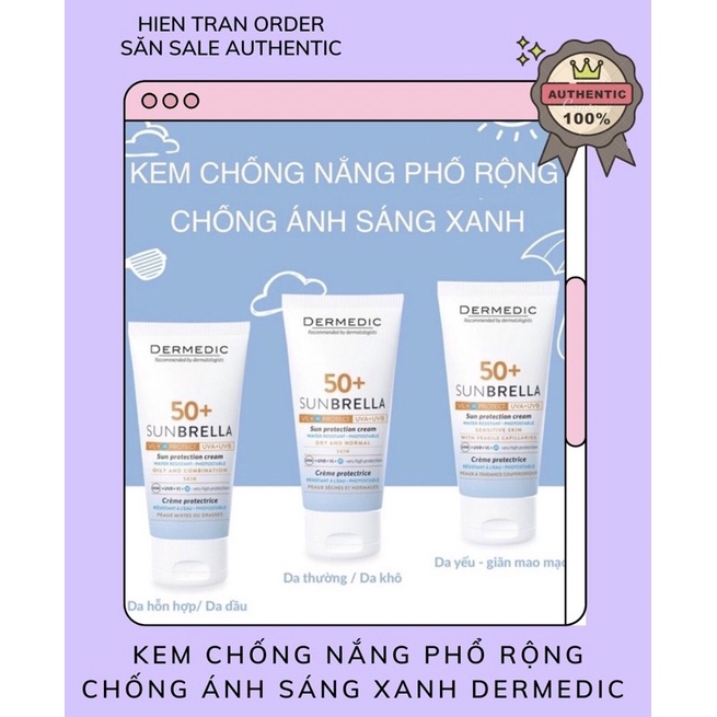 Kem chống nắng chống ánh sáng xanh Dermedic 50ml - Kèm Bill