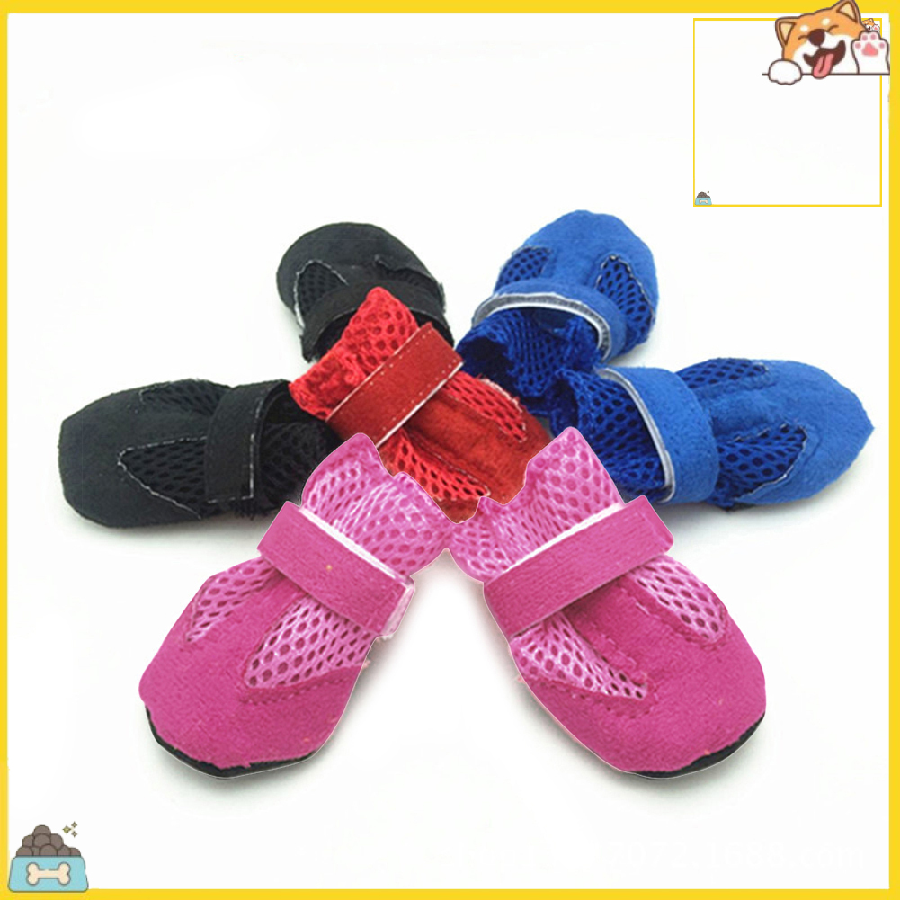 Bộ 4 Chiếc Giày Dạng Lưới Mềm Mại Chống Trượt Cho Thú Cưng
