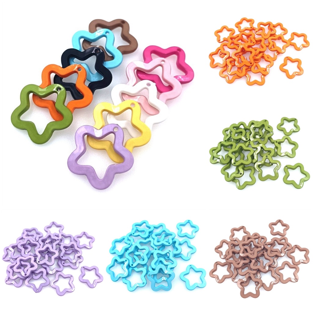 Set 10 Hạt Cườm Acrylic Hình Ngôi Sao Màu Kẹo 30mm Làm Trang Sức Thời Trang DIY