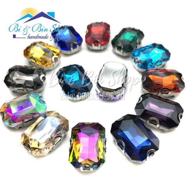 2 Viên Đá Đế Chữ Nhật 18x25mm Đính Kết Trang Phục Thời Trang, Trang Trí Vương Miện - Bi &amp; Bin Shop