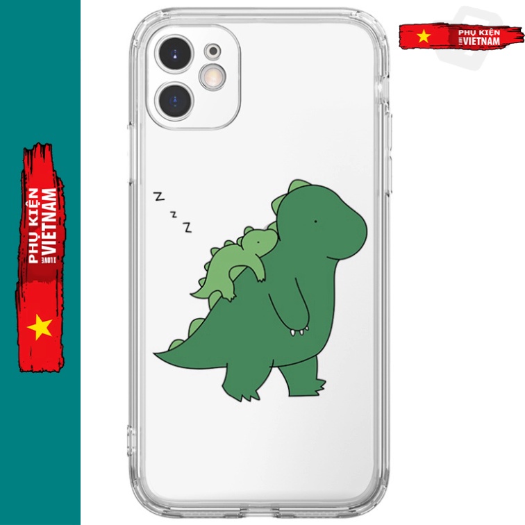 Ốp lưng iphone 7, 8 Plus, X, XS, XR, XSMAX, 11, 12, 13 PROMAX trong quãng MẸ CON khủng long thời tiền sử PKVN