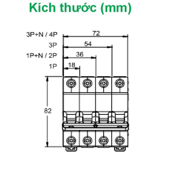 Cầu dao Aptomat tự động Acti9 MCB Schneider Electric 4P 380V 6kA A9K24406