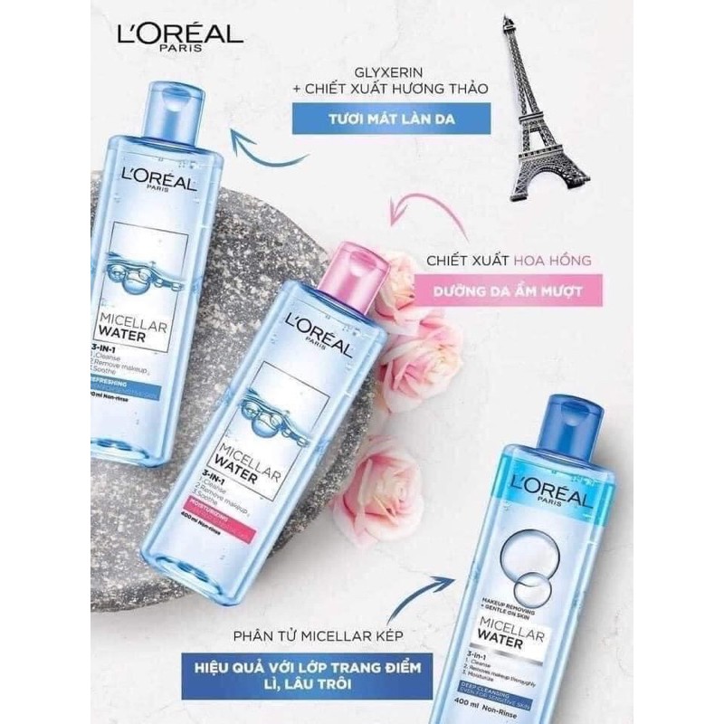 Nước tẩy trang loreal paris xanh dương xanh da trời hồng