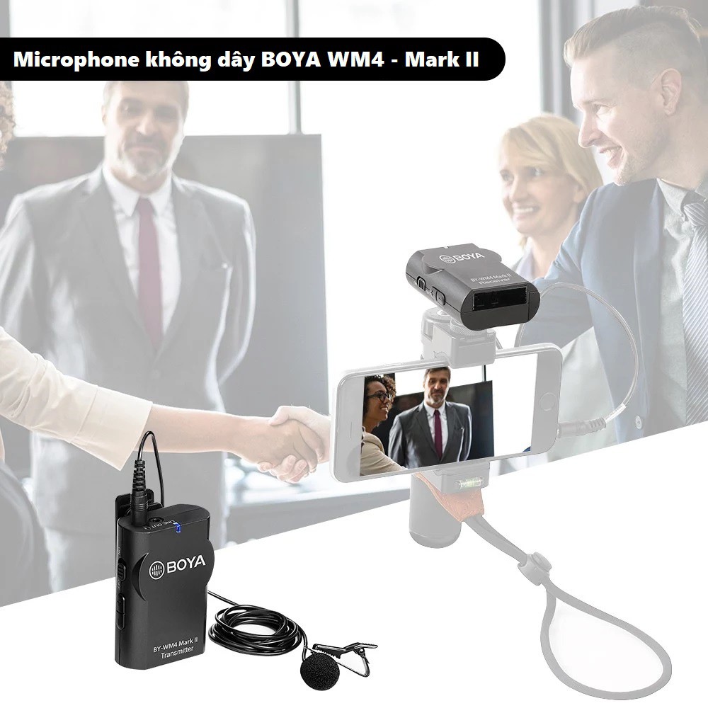 Micro không dây BOYA WM4 Mark II (thế hệ 2) sử dụng cho điện thoại, máy quay - Microphone cho điện thoại và máy quay