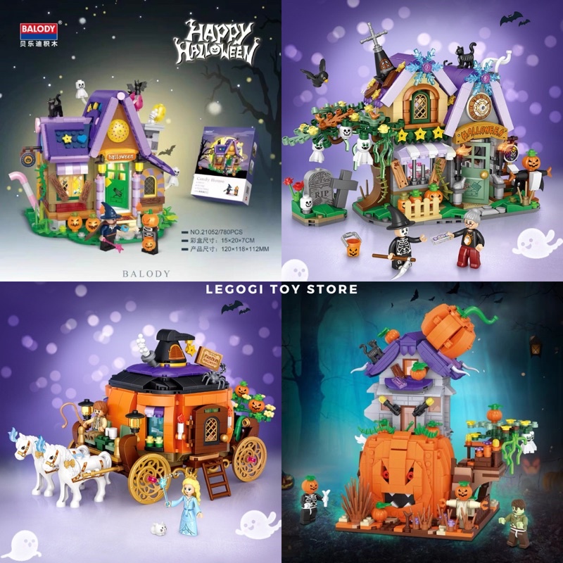 Đồ chơi xếp hình Legogi CÁC MẪU HALLOWEEN mô hình lắp ráp lắp ghép Balody Loz mini