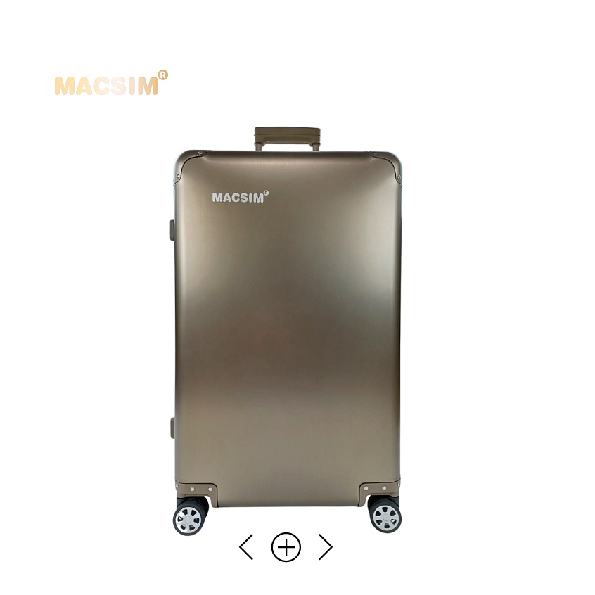 Vali du lịch thời trang cao cấp chất liệu hợp kim nhôm nguyên khối MS1318 Macsim màu ti-gold cỡ 28inches