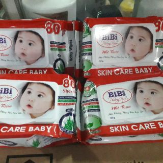 Khăn giấy ướt BiBi túi 80 miếng