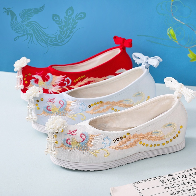 Giày Hán Phục Tăng Chiều Cao Thêu Họa Tiết Phong Cách Trung Hoa Cổ Điển Cho Nữ 15