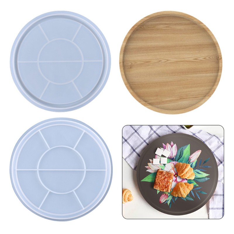 Khuôn silicon đúc nhựa resin làm miếng lót thức ăn hình tròn DIY