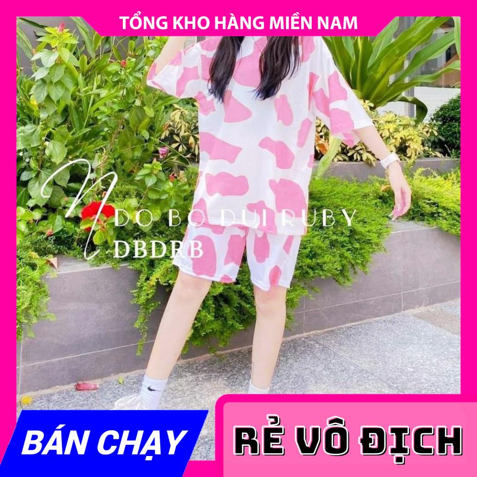 Đồ bộ bò sữa mặc nhà Vải thun mềm mịn mát co giãn tốt in họa tiết hoạt hình bò sữa dễ thương Đồ bộ cho bé