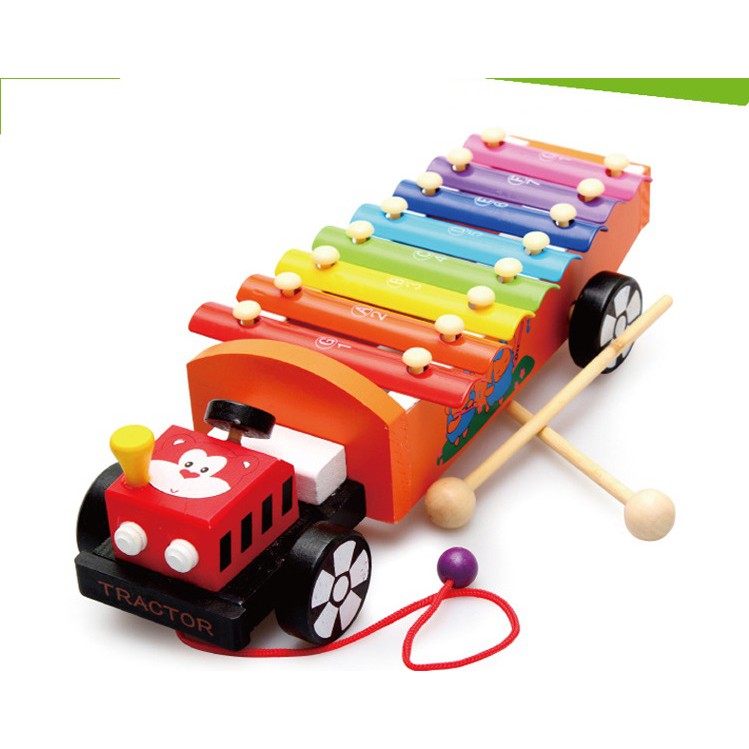 Đồ chơi đàn Xylophone âm thanh chuẩn kết hợp xe kéo cho bé chơi vận động và phát triển thính giác