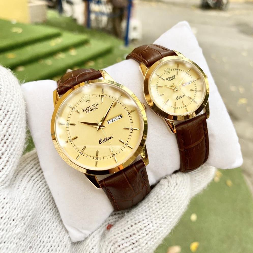 Đồng Hồ Cặp Đôi RoLex Sapphire R028 VÀNG Chống Xước, Chống Nước TUYỆT ĐỐI