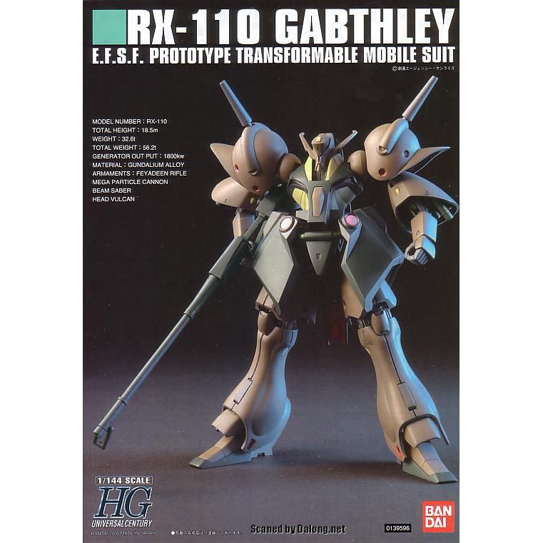 Mô hình Gunpla 1/144 HG UC RX-110 Gabthley, Bandai