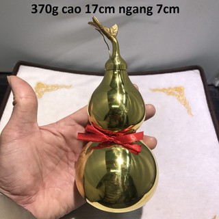 Hồ lô trơn phong thuỷ đáy bát quái chất liệu bằng đồng vàng MS300