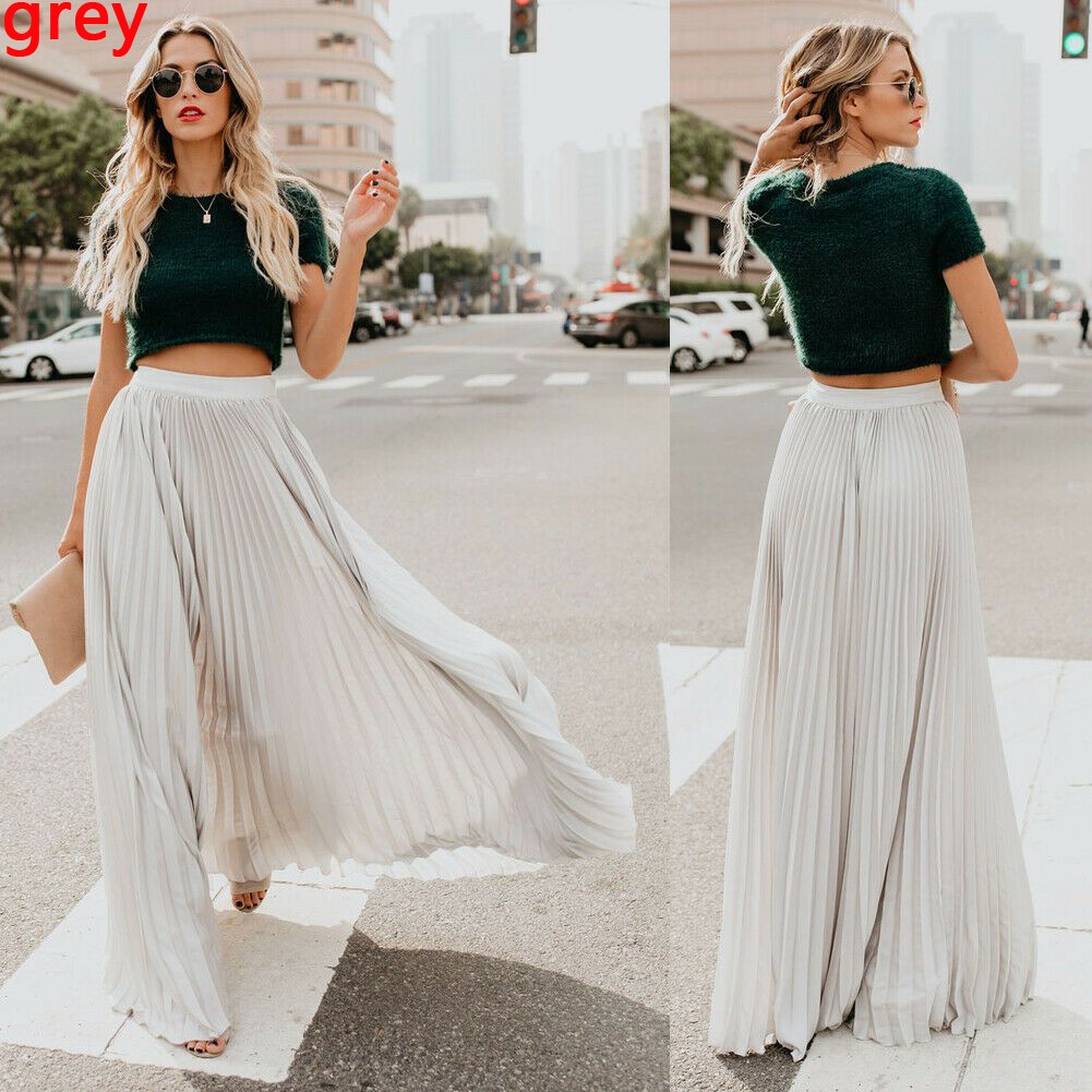 Chân váy maxi chiffon dáng dài thời trang nữ tính