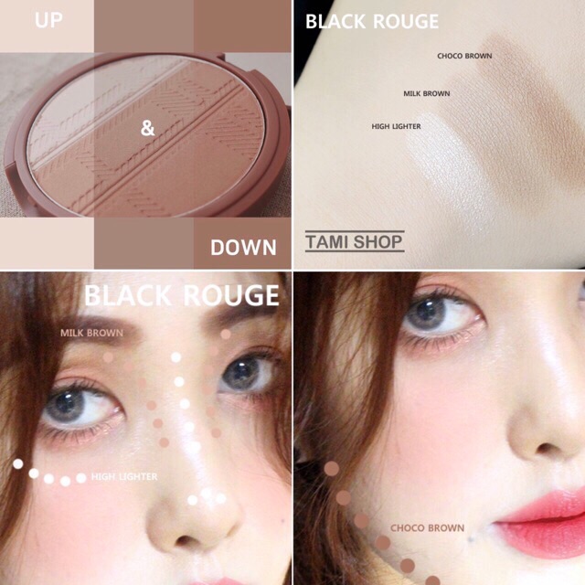 Phấn Highlight Và Tạo Khối BLACK ROUGE UP AND DOWN TRIPLE CONTOURING