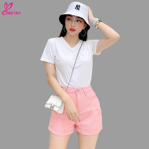 Áo thun nữ trơn cổ tim có túi - THỎ TÂY | BigBuy360 - bigbuy360.vn