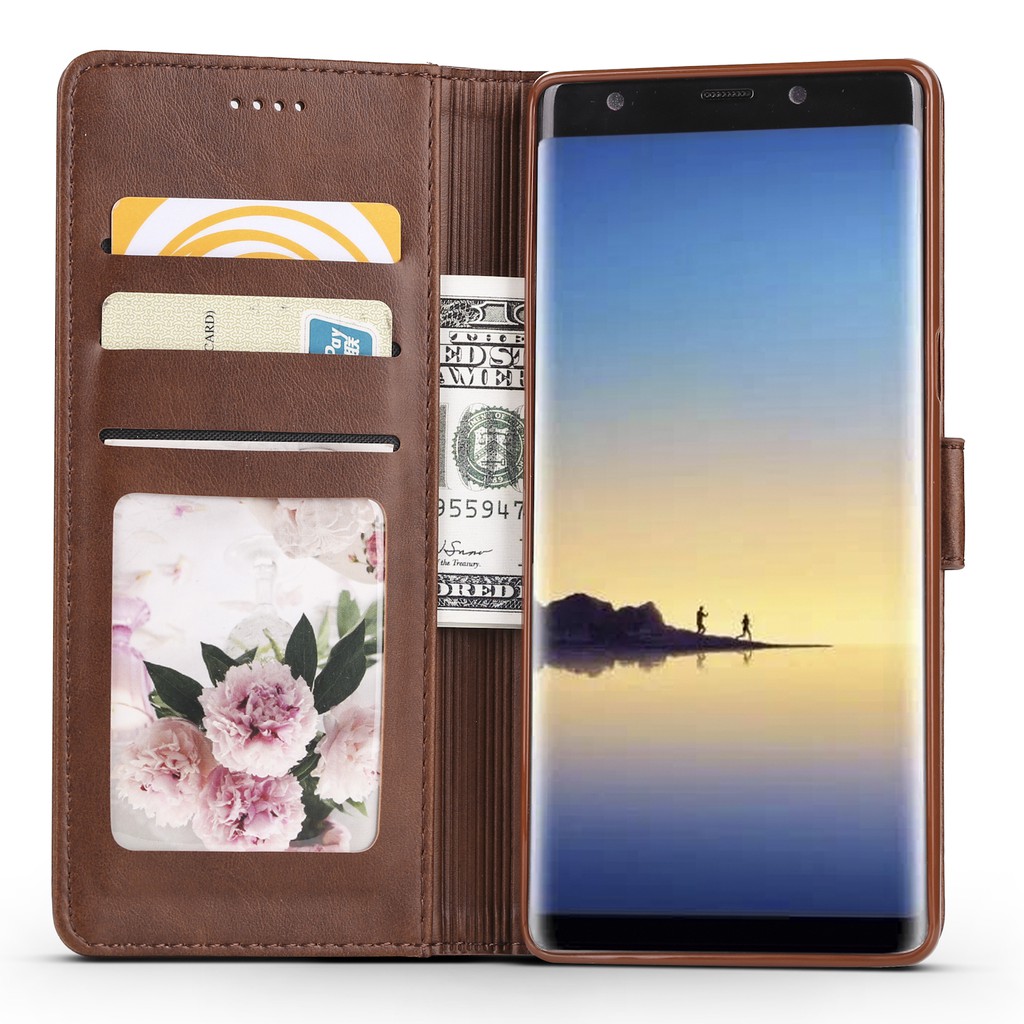 Bao da đựng điện thoại kiểu ví 1 màu cho Samsung Galaxy Note 8 | BigBuy360 - bigbuy360.vn