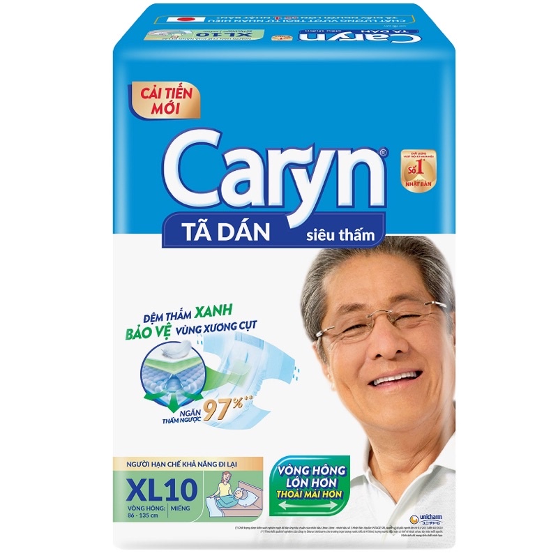 [Bịch lớn siêu tiết kiệm] Tã Dán Caryn người lớn Size M20/M40 và Size M-L20/ M-L40 và XL10