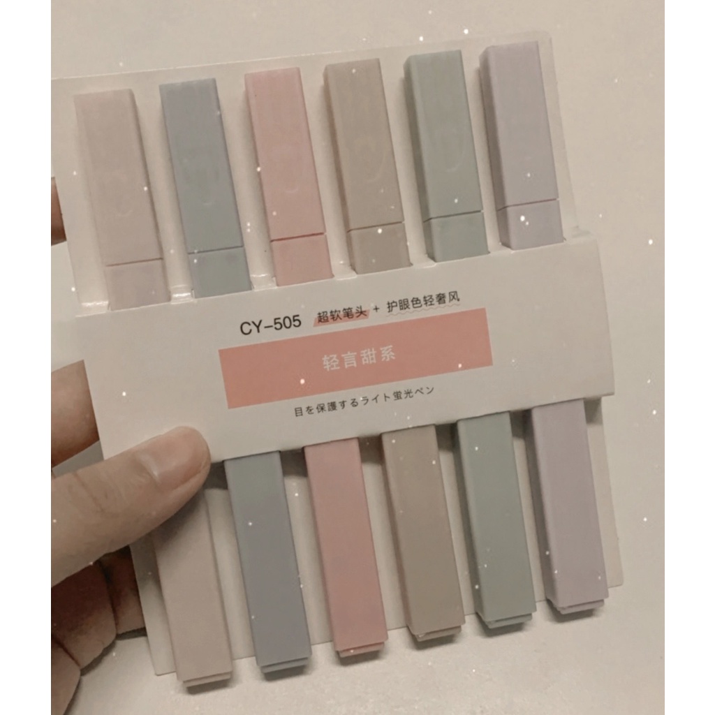 Bút Highlight Pastel dạ quang siêu xinh cute tiện lợi phong cách Hàn Quốc 6 Màu Sắc Trẻ Trung