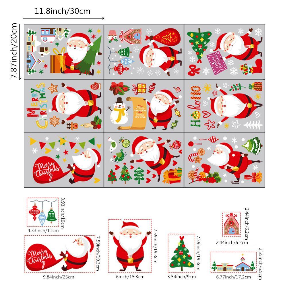 Bộ 9 Miếng Dán Tĩnh Điện Họa Tiết Ông Già Noel Tuần Lộc DIY Trang Trí Nhà Cửa