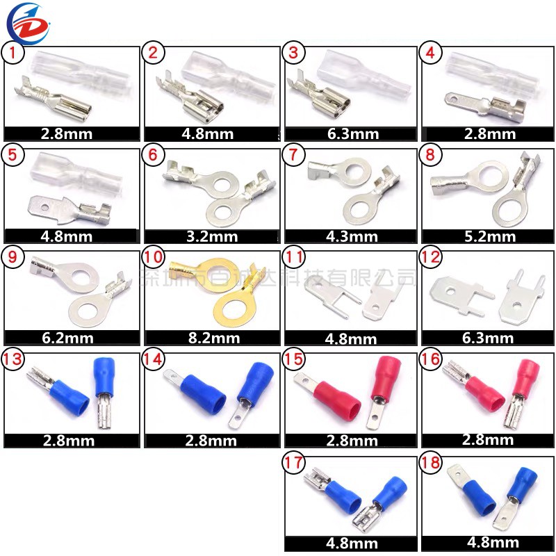 Set 20 Đầu Nối Dây Điện 6.3 / 4.8 / 2.8mm