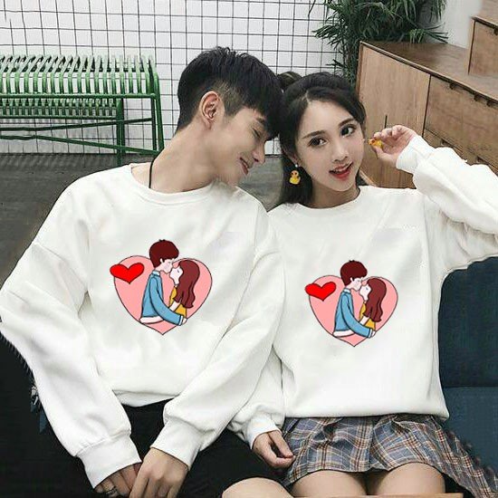 Áo Cặp Đôi Hot Nam Nữ Thu Đông Xinh Cute Dài Bo Tay Chất Liệu Da Cá In 3D Dễ Thương Bé Ghép Love - MEO0520 Màu sắc: