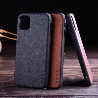 Ốp lưng cho iphone 11 pro max Da Litchi cổ điển có silicon cho iphone 11 coque capa