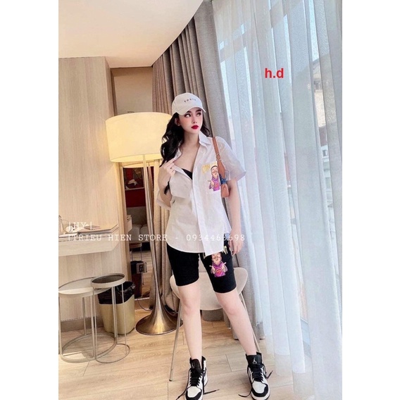 Bộ áo so mi quần legging còn cái nịt HĐ12