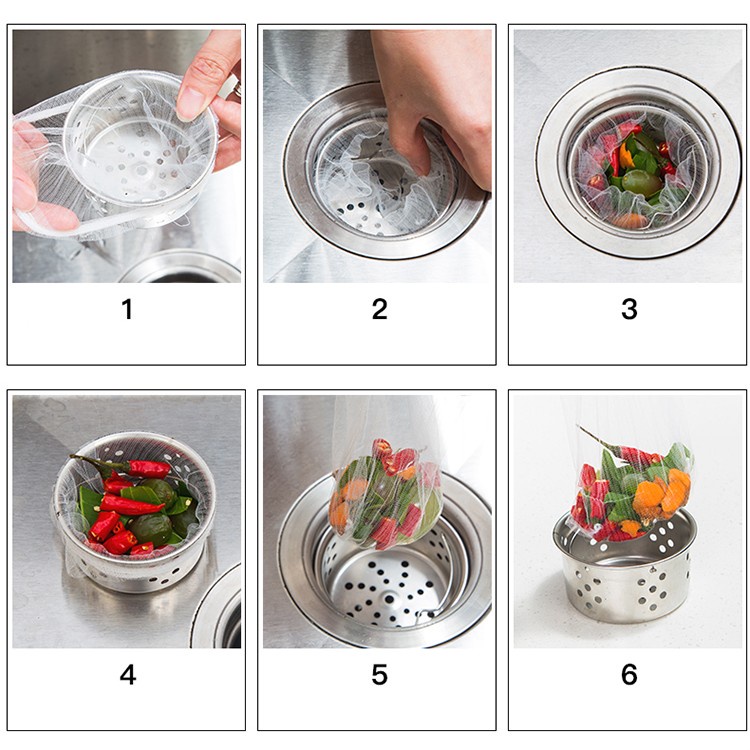 Set 100 Túi Lưới Lọc Rác Bồn Rửa Chén / Nhà Tắm / Nhà Bếp Chống Rò Rỉ