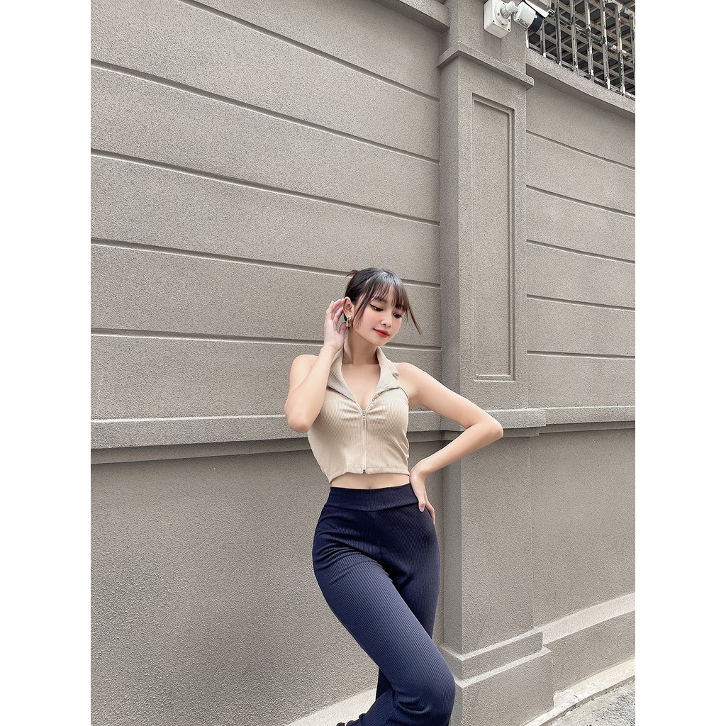 Áo croptop nữ cổ somi dây kéo KRYSTAL NK117 | BigBuy360 - bigbuy360.vn