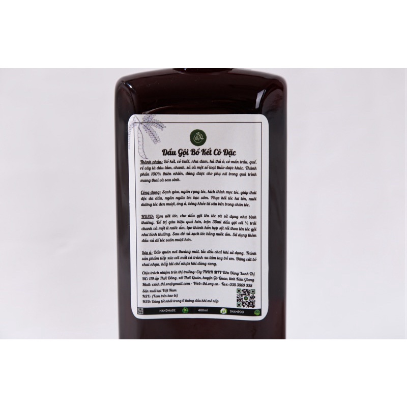 Dầu gội bồ kết thảo dược chai 400ml, sạch gàu mọc tóc, chống rụng tóc từ Thị (Handmade) | BigBuy360 - bigbuy360.vn