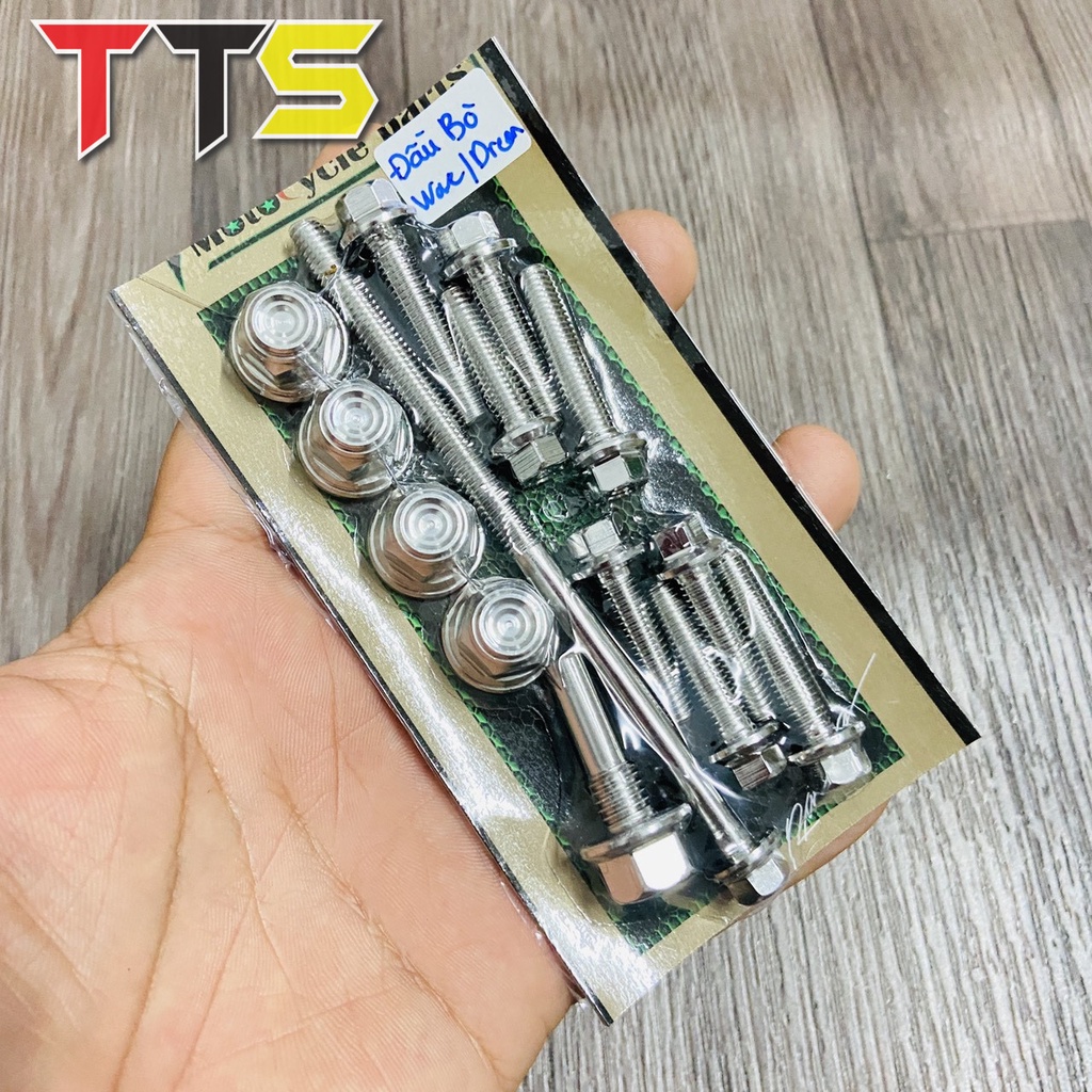 Bộ ốc đầu lòng Salaya v2 chất liệu inox 304 sử dụng lắp xe WAVE,DREAM, FU NEO, FUTURE LED, WAVE 125