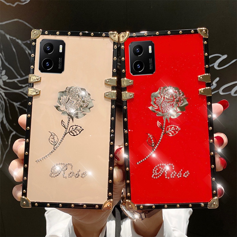 Ốp Điện Thoại TPU Vuông Đính Hoa Hồng Lấp Lánh Sang Trọng Xiaomi Redmi Note 11 11s 10 10s 10 Pro Max 4G 5G 9s 9 Pro Max 8 Pro