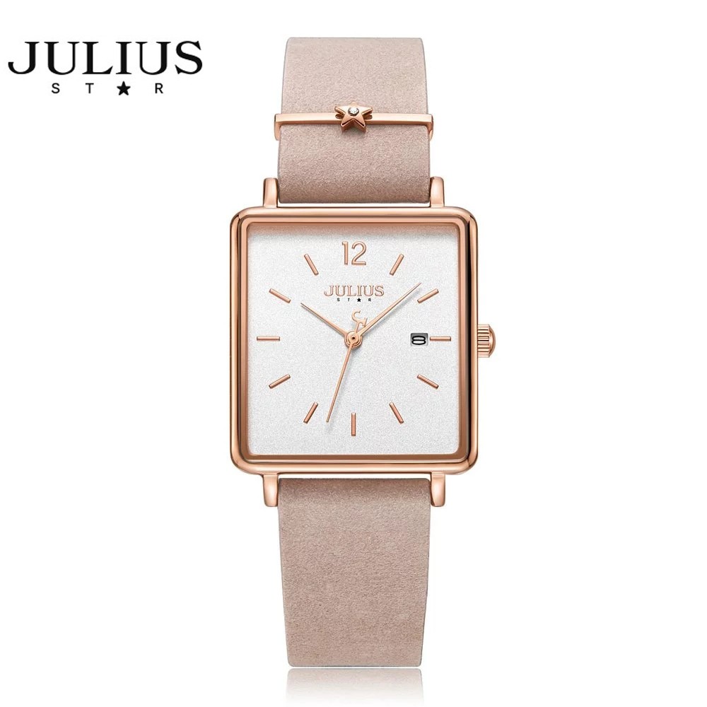 Đồng hồ nữ Julius Star JS-048 dây da mặt vuông