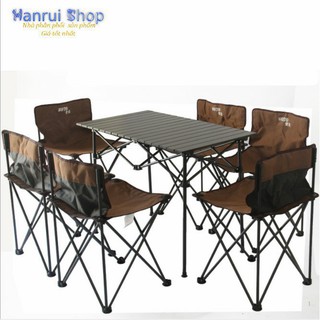[ShopToro] Bộ bàn ghế xếp gọn du lịch hoặc sân vườn tiện lợi (Bộ 6 ghế)