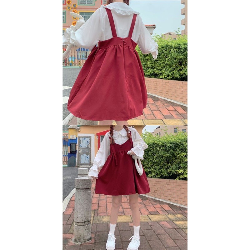 SET YẾM ĐỎ SƠ MI CỔ BÈO