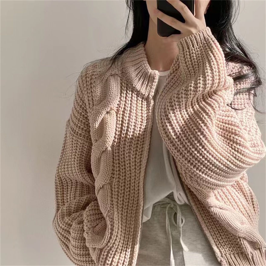 Áo Sweater Dệt Kim Tay Dài Dáng Rộng Kiểu Retro Thời Trang Mùa Thu Cho Nữ