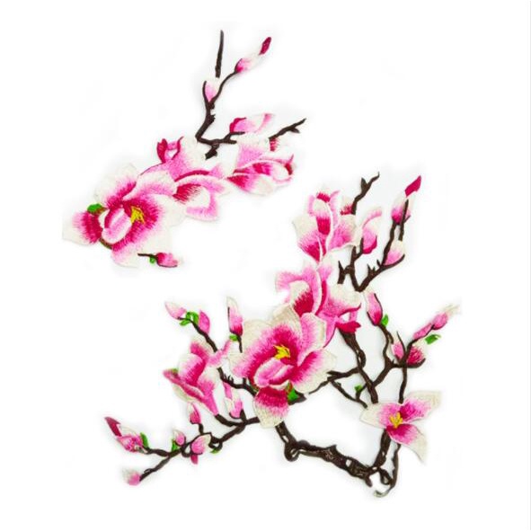 1 Cặp Miếng Vá Quần Áo / Giày / Túi / Áo Khoác / Đồ Jean Thêu Hoa Màu Hồng DIY