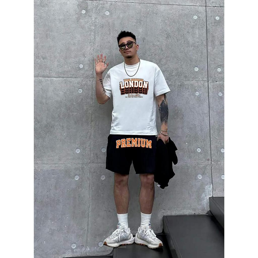 Bộ Thể Thao Nam Hè LONDOON Chữ Ghép Nổi Cao Cấp, Chất Liệu Cotton Khô Mềm Mịn Thấm Hút Mồ Hôi Siêu Tốt