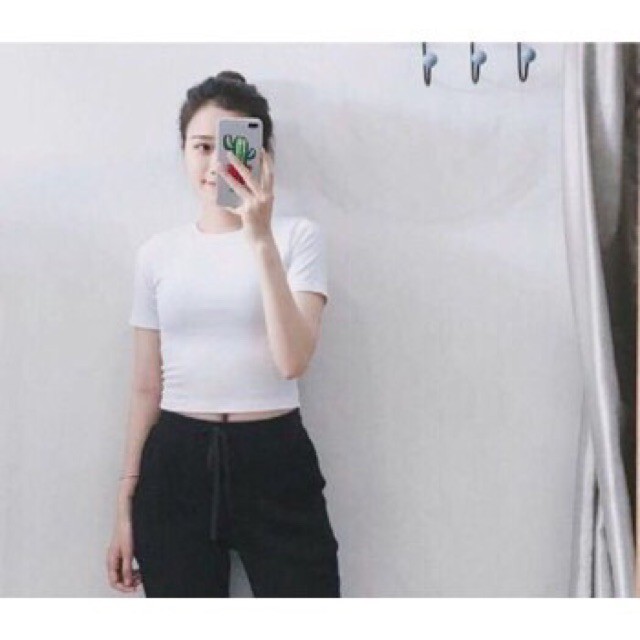 ÁO THUN CROPTOP NGẮN TAY TRƠN