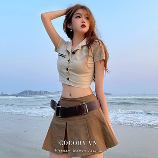 Áo Crop Top / Váy Chữ A Lưng Cao Quyến Rũ Cho Nữ