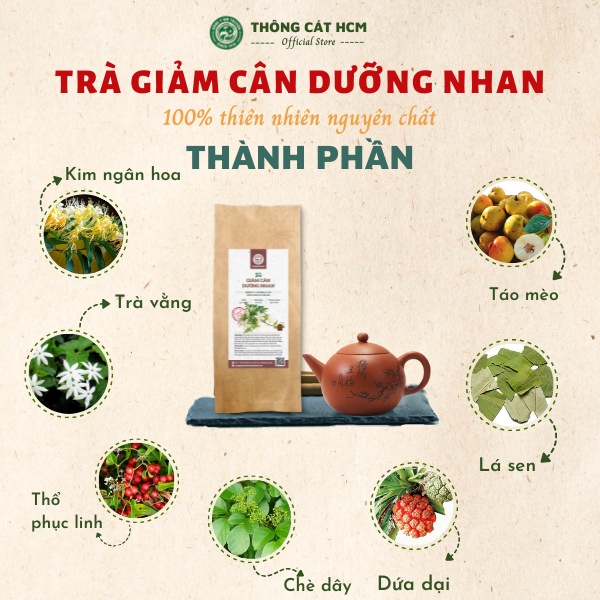 Trà giảm mỡ bụng THÔNG CÁT HCM Trà giảm cân cấp tốc an toàn giúp eo thon giảm béo mỡ đùi, mỡ bắp tay chống oxy hóa