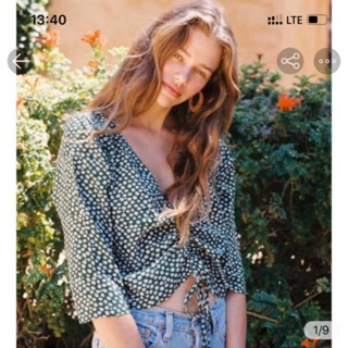 Áo ZARA hoa nhí xanh trầm giản dị(có ảnh thật)