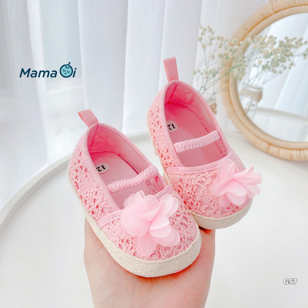 G57 Giày tập đi cho bé giày búp bê vải ren hồng đế vải êm chân tập đi cho bé của Mama ơi - Thời trang cho bé