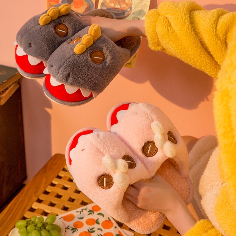 Dép lông khủng  long  mang trong  nhà  cho bé trai  và  bé  gái