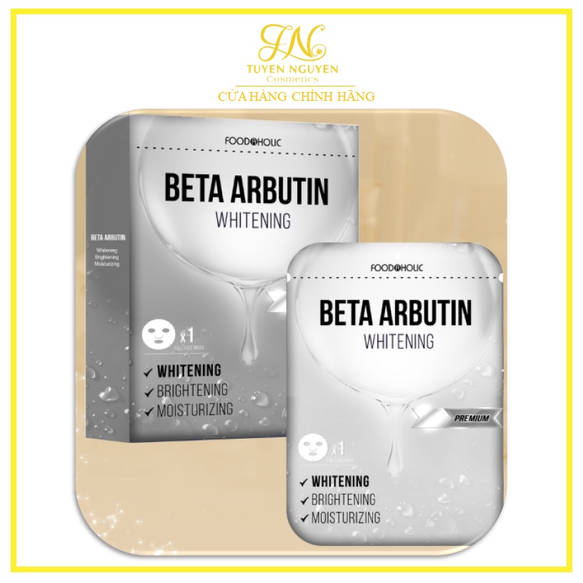 Hộp 10 Mặt Nạ Beta Arbutin Foodaholic Whitening Mask Dưỡng Trắng Đều Màu Da 23ml