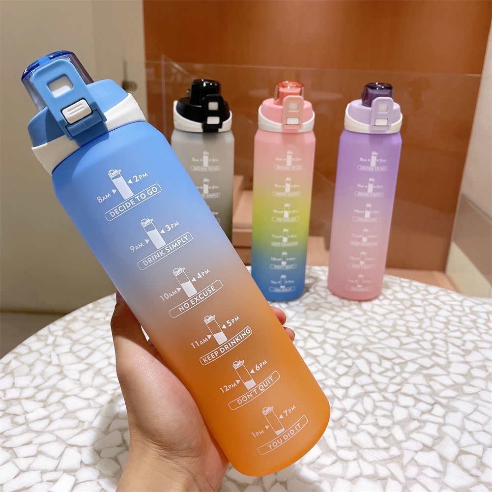 Bình nước có ống hút 1000Ml/1l Bình Đựng Nước Uống Có Ống Hút Bằng Nhựa 1 Lít Kèm Dây