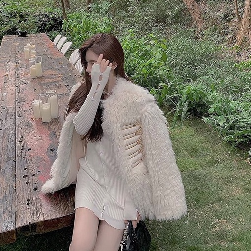 Cocory vn Đầm dệt kim tay dài cổ chữ V dáng ôm 4 màu gợi cảm cho nữ